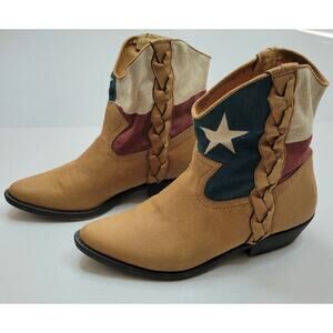 American Rag Braided Ankle Boots in Tan with Star Accent Sz 8